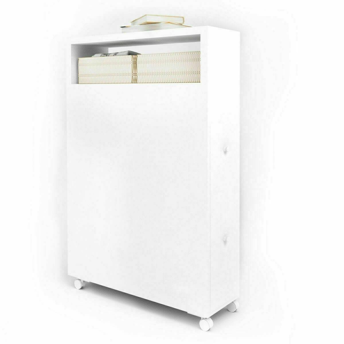 White Wooden Storage Cabinet Organizer with 4 Casters G8316