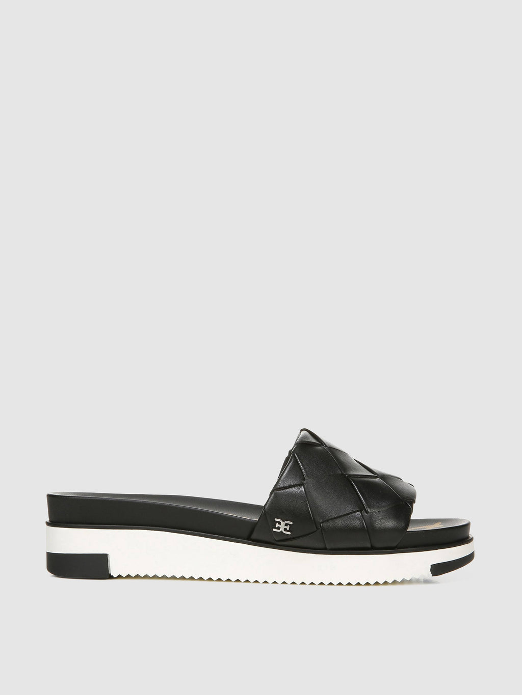 Black Woven Leather Slide V60171