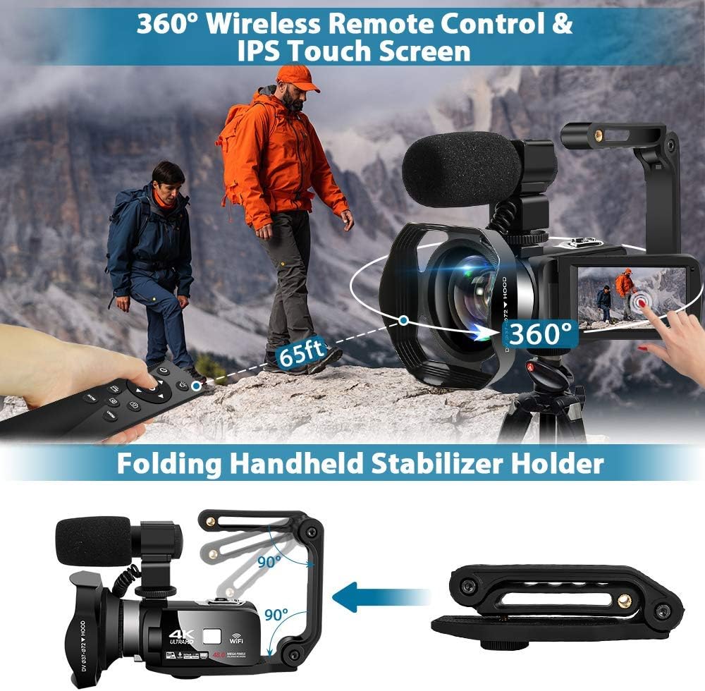4K 60FPS 48MP 18X Digital Camcorder with Touch Screen and Remote Control S280722