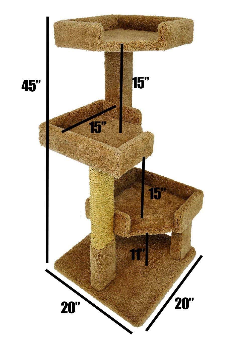 Solid Wood Triple Kitty Pad Cat Condos J7453