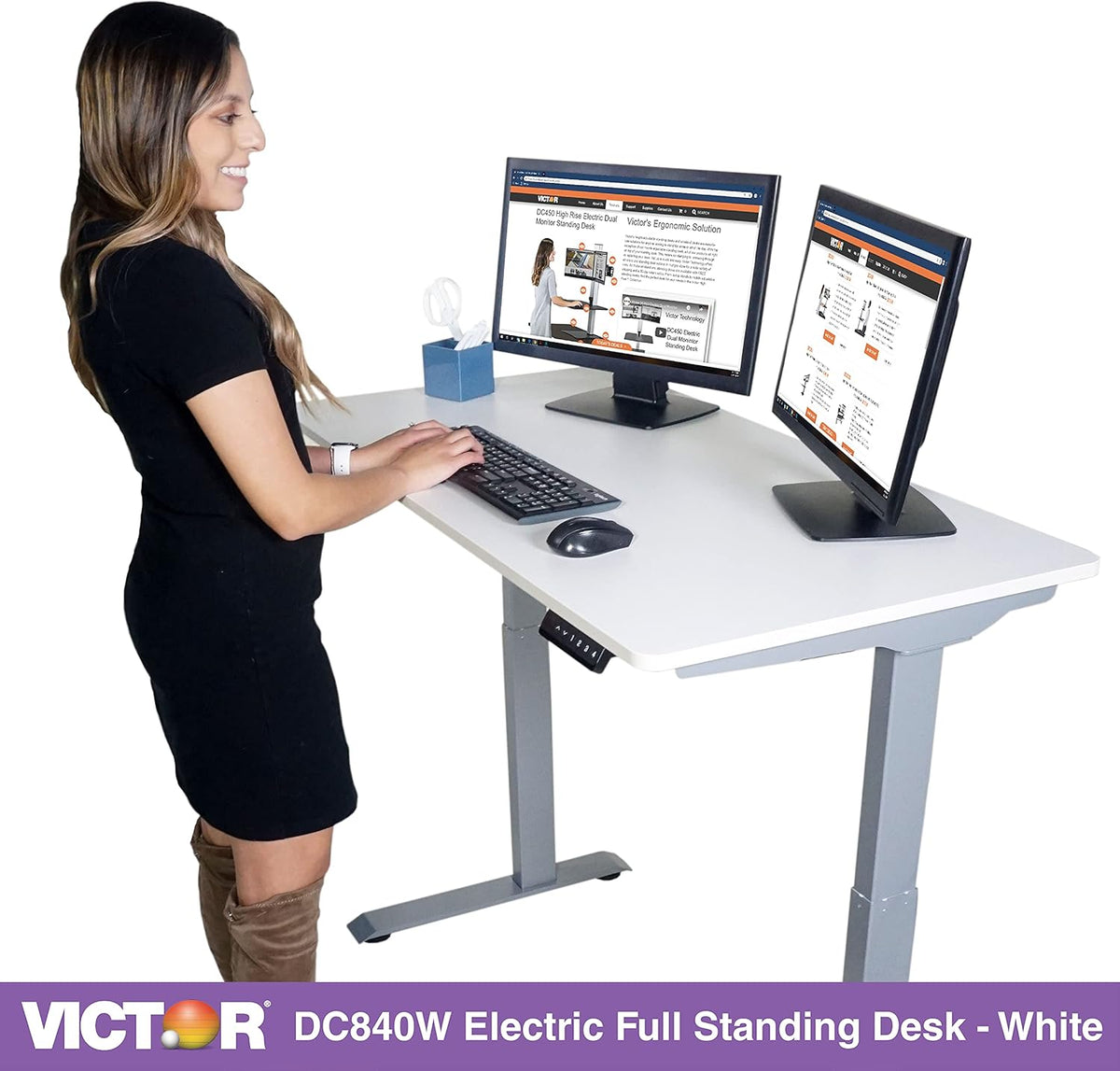 White Electric Sit-Stand Standing Desk V80937