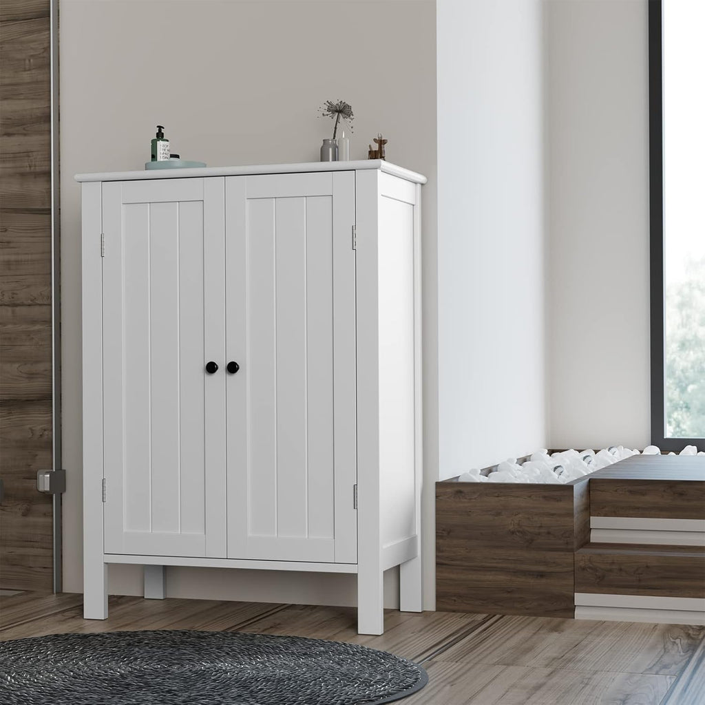 White 2 Door Bathroom Floor Cabinet with Adjustable Shelves S8572