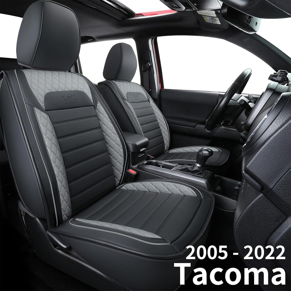 Black & Gray Water Proof Faux Leather Seat Covers H75179
