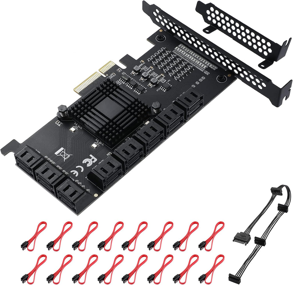 PCIe SATA Card 8 Port with 8 SATA Cables and Low Profile Bracket, Pack of 2 H752