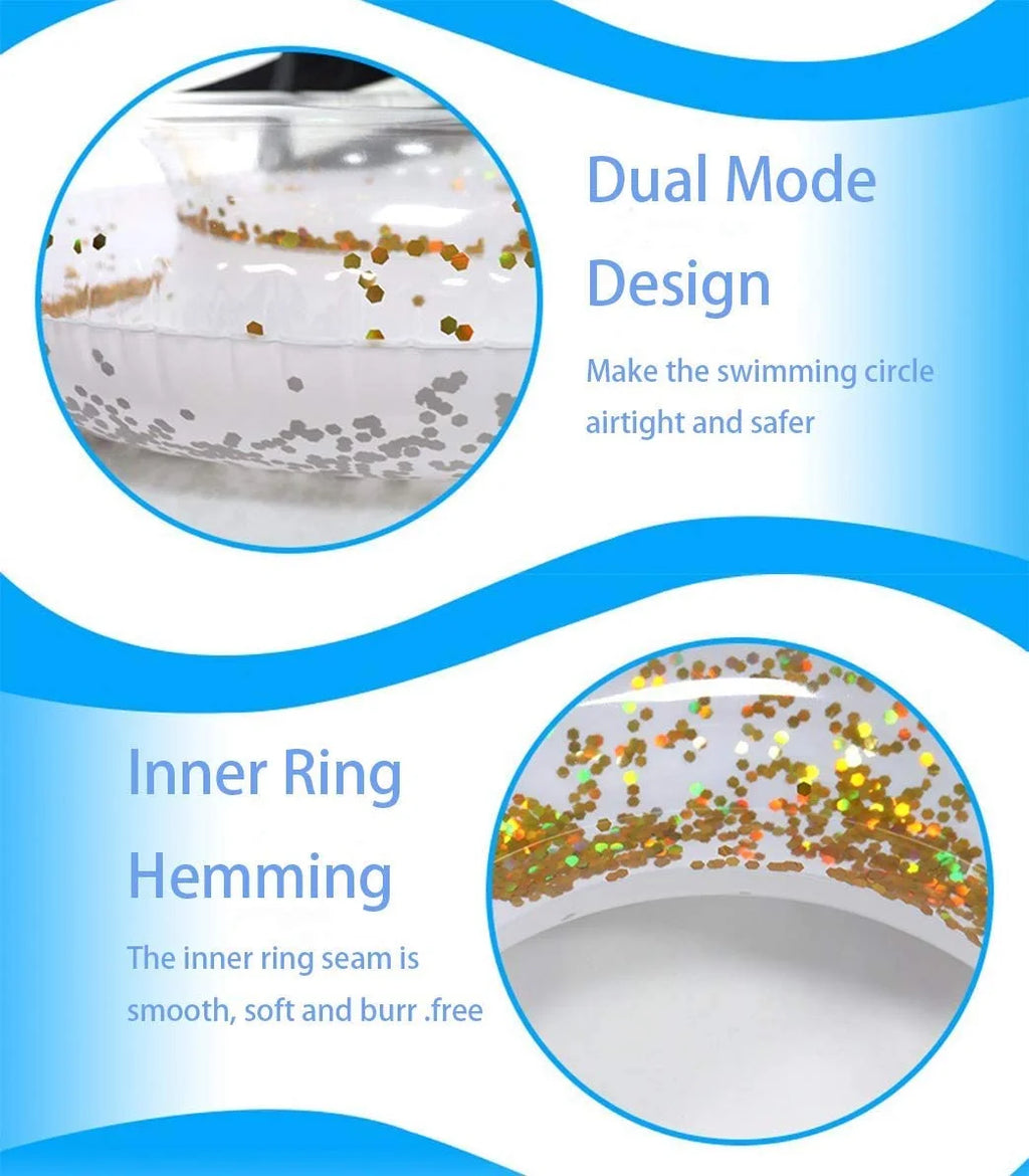 Clear Glitter Inflatable Swimming Ring Pool Float K931441