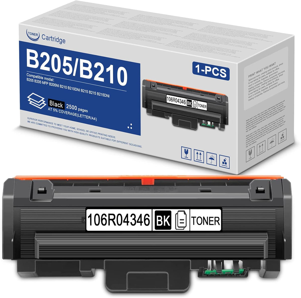 Compatible Toner Cartridge 106R04346 for Xerox B205 Printer (Black, 1-Pack) K594
