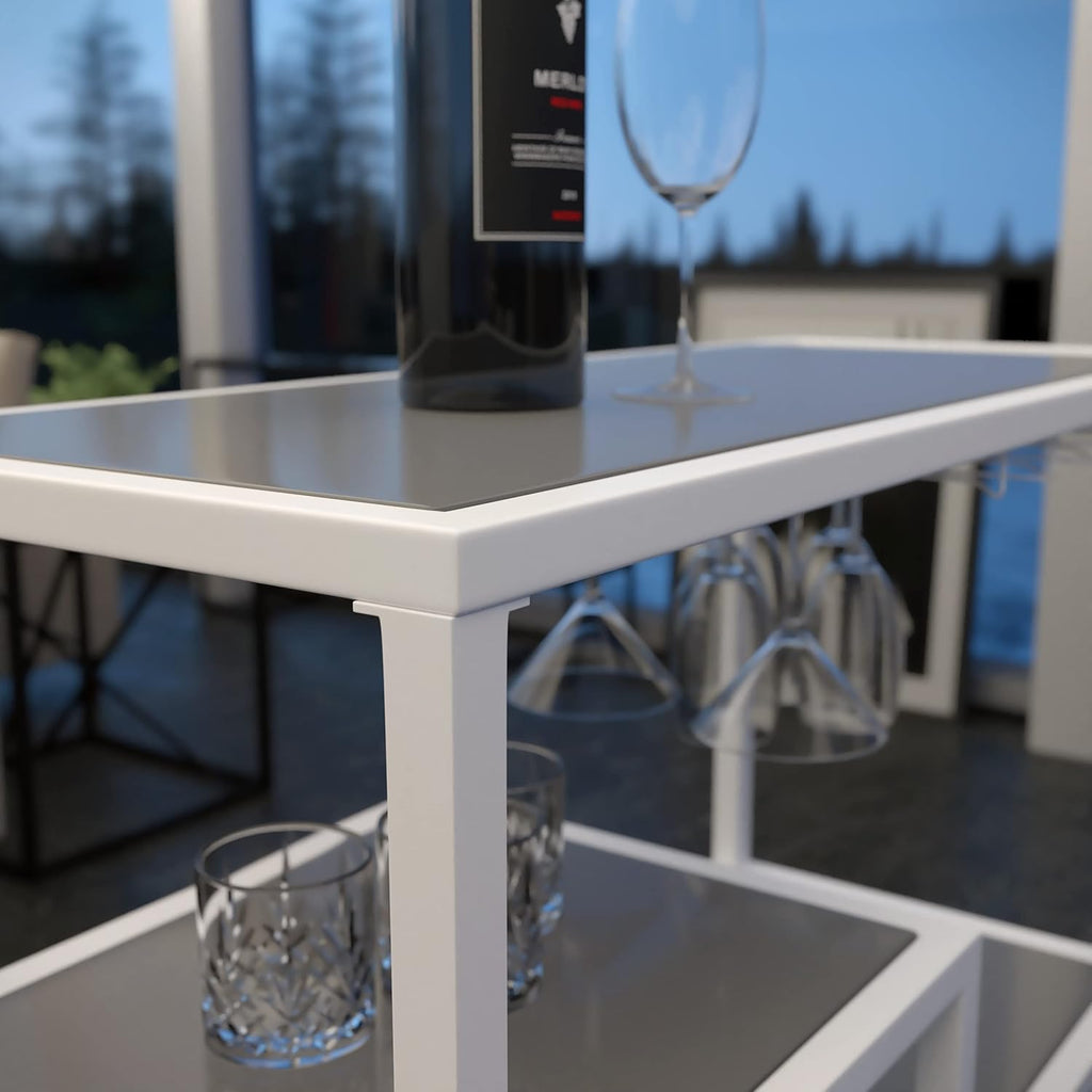 White Bar Cart with Wheels Q8528