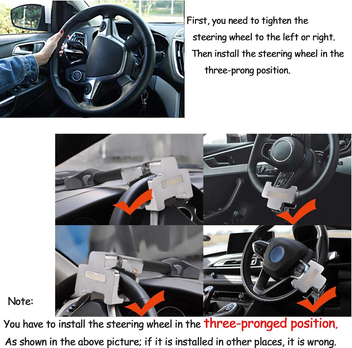 Retractable Steering Wheel Lock with Alarm H849