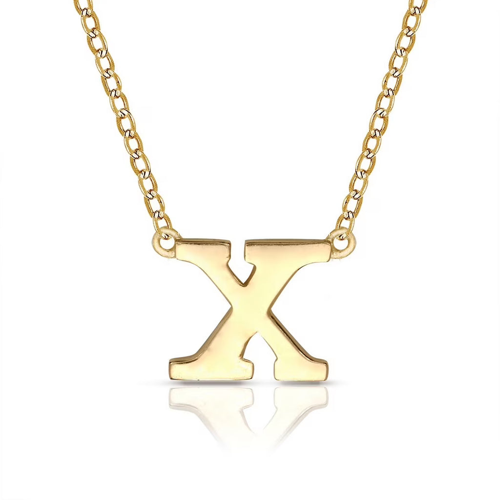 Solid 14k Yellow Gold Initial Necklace (16 Inch) (6mm) G230