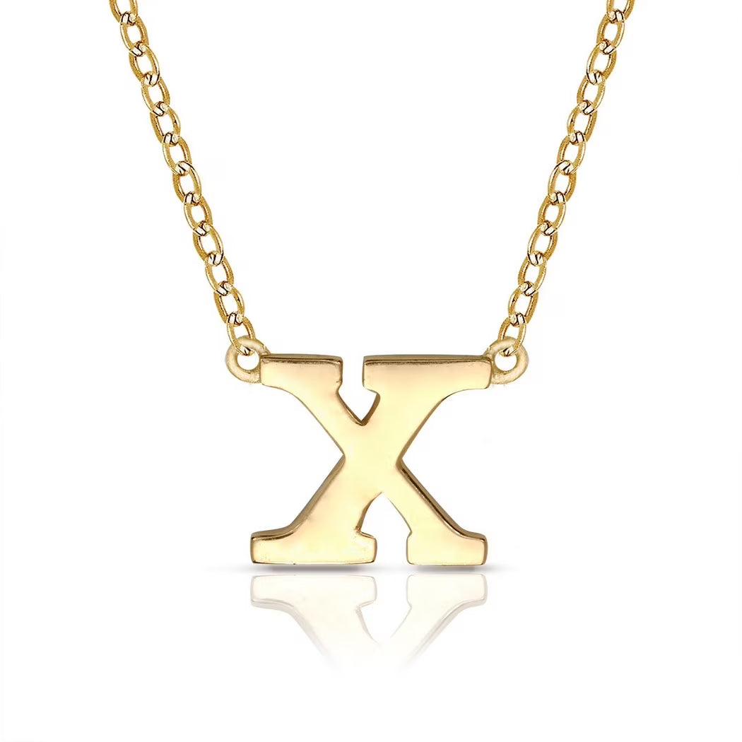 Solid 14k Yellow Gold Initial Necklace (16 Inch) (6mm) G230