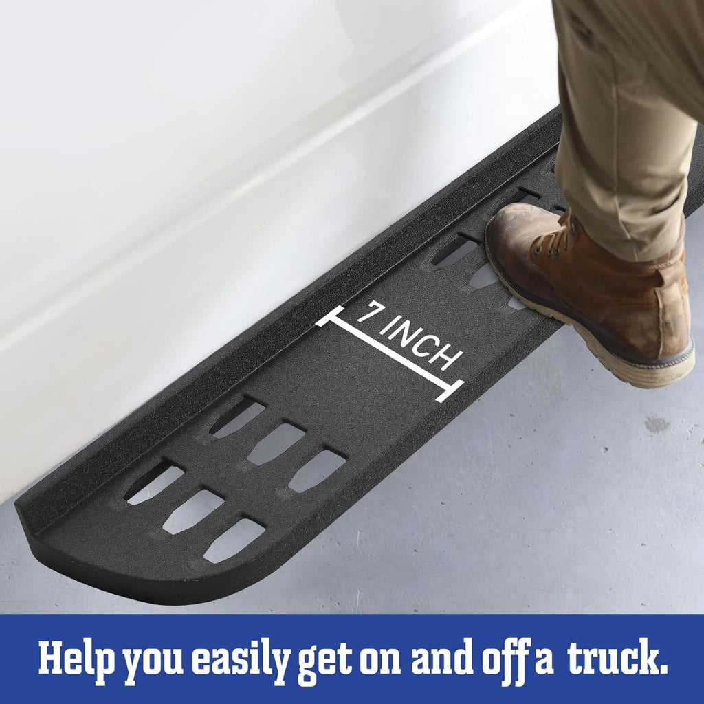 7 Inches Textured Black Powder Running Boards Z570