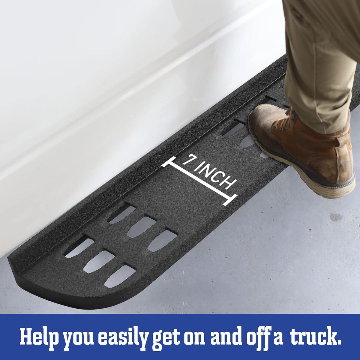 7 Inches Textured Black Powder Running Boards Z570