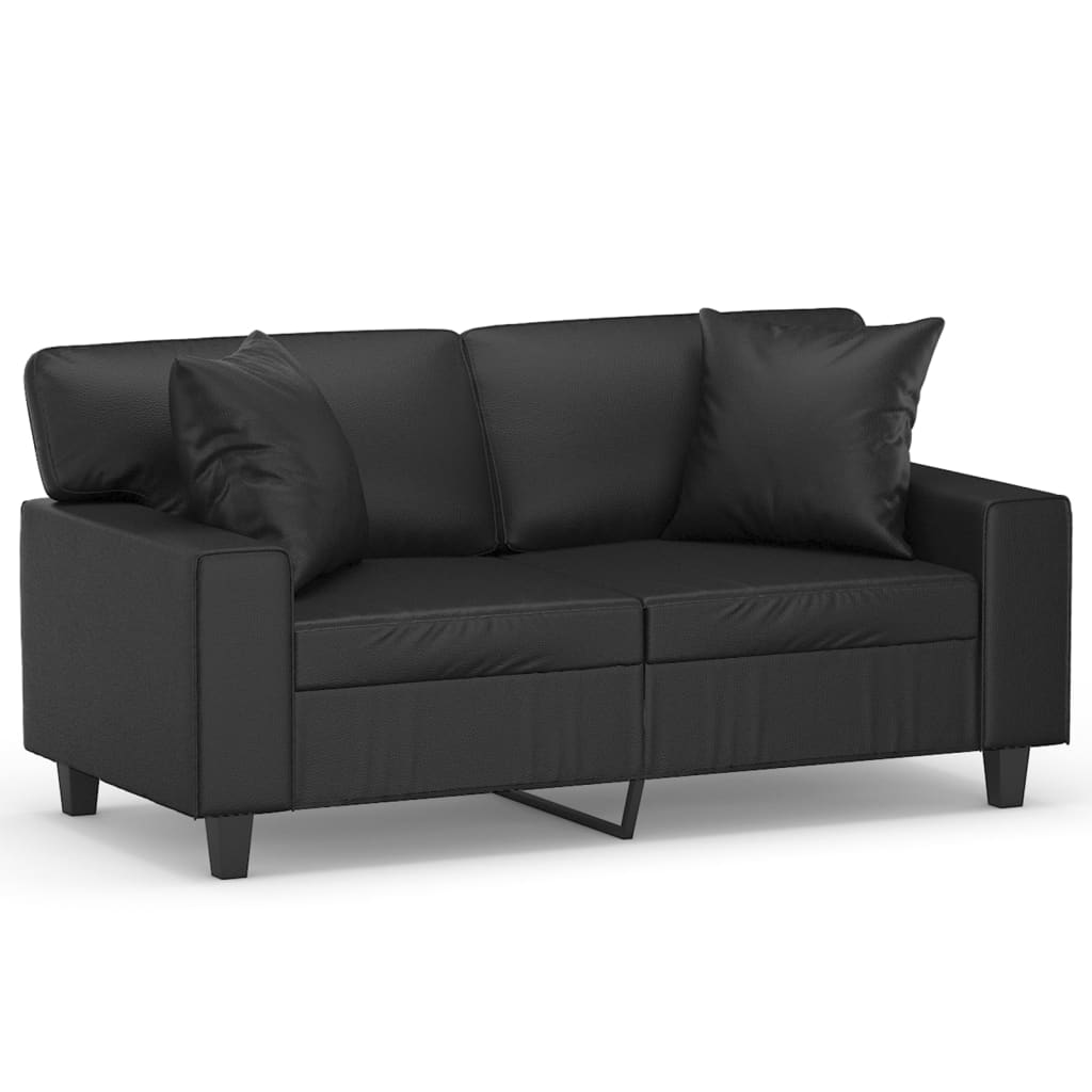Black 47.2" Faux Leather 2-Seater Sofa R19902