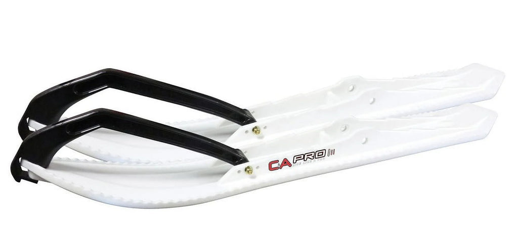 White Snowmobile Skis with 4" Round Bars Complete Kit N132