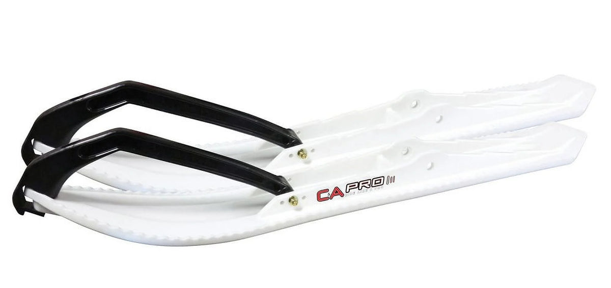 White Snowmobile Skis with 4" Round Bars Complete Kit N132