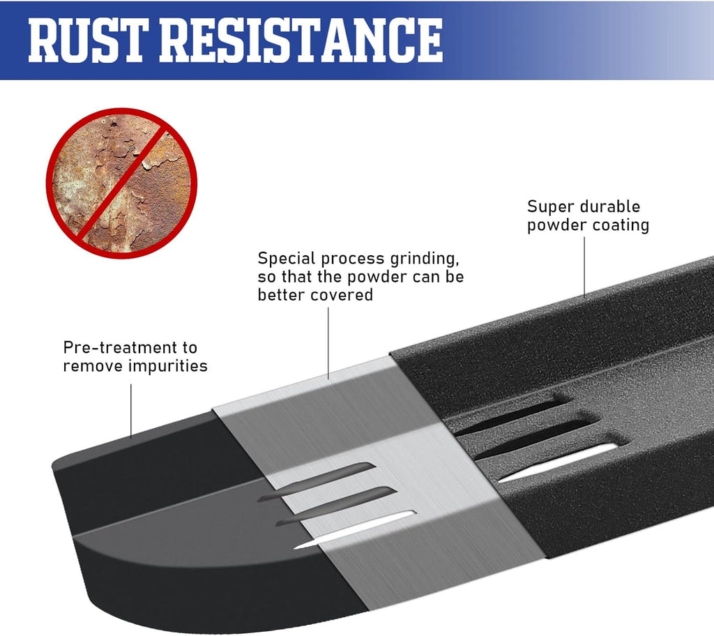 7 Inches Textured Black Powder Running Boards Z570