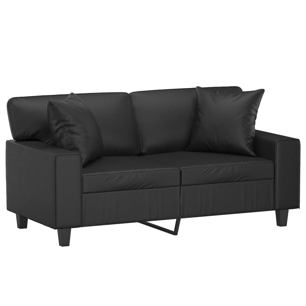 Black 47.2" Faux Leather 2-Seater Sofa R19902