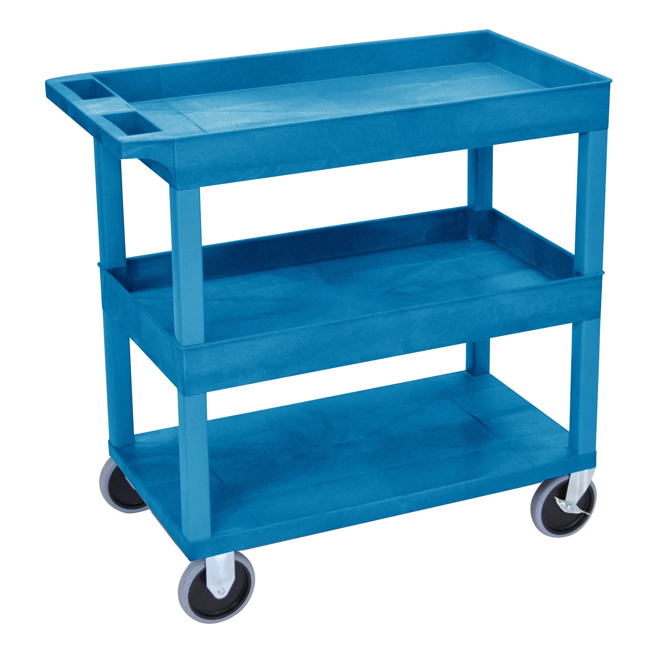 Blue 2 Tub 1 Flat Shelf Cart N781054