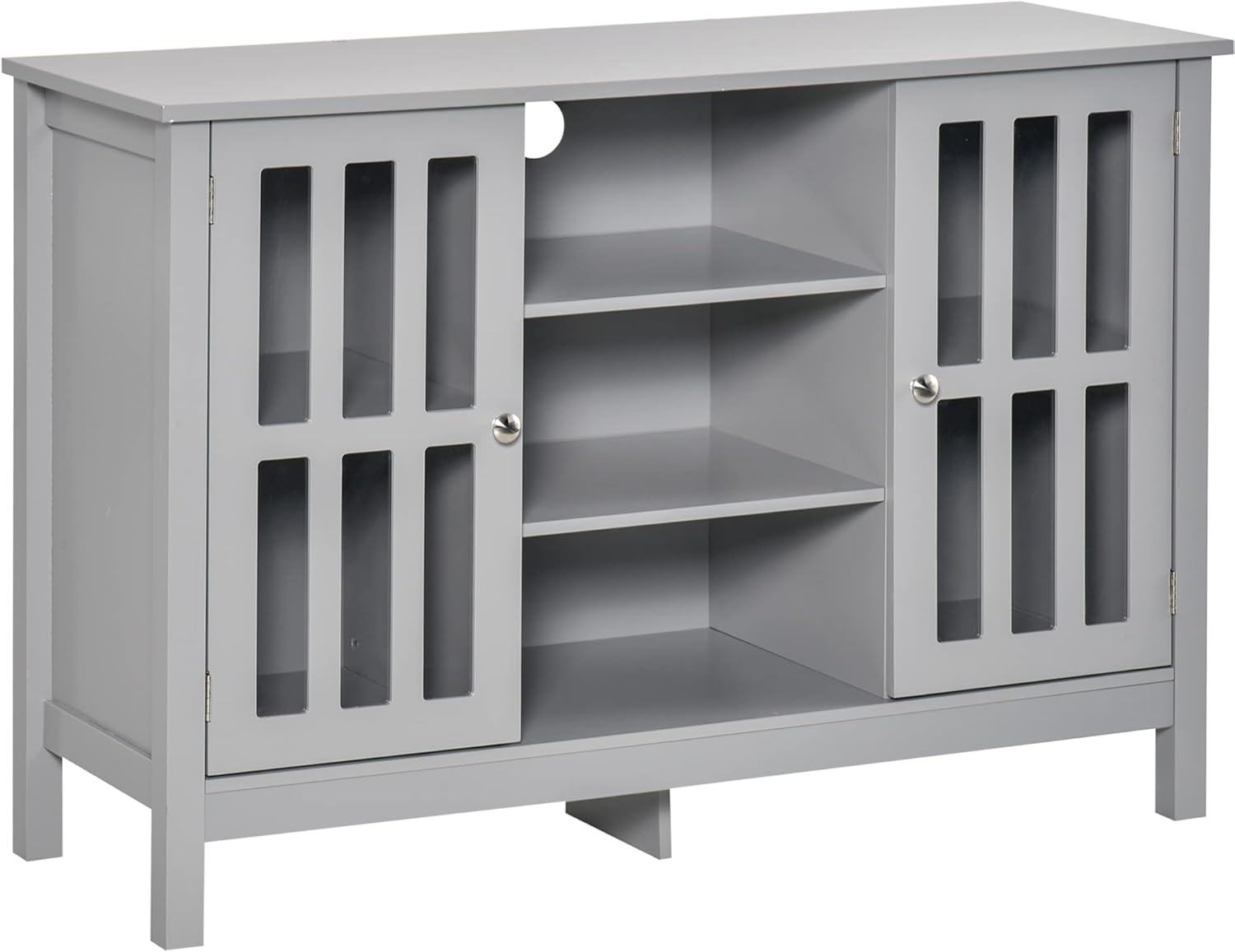 White Sideboard Storage Cabinet with 2 Slatted Doors I162968