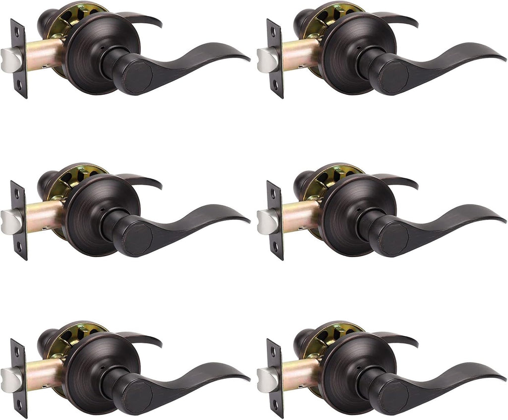 3 Pack Matte Black Passage Door Lever Handle Set B7014