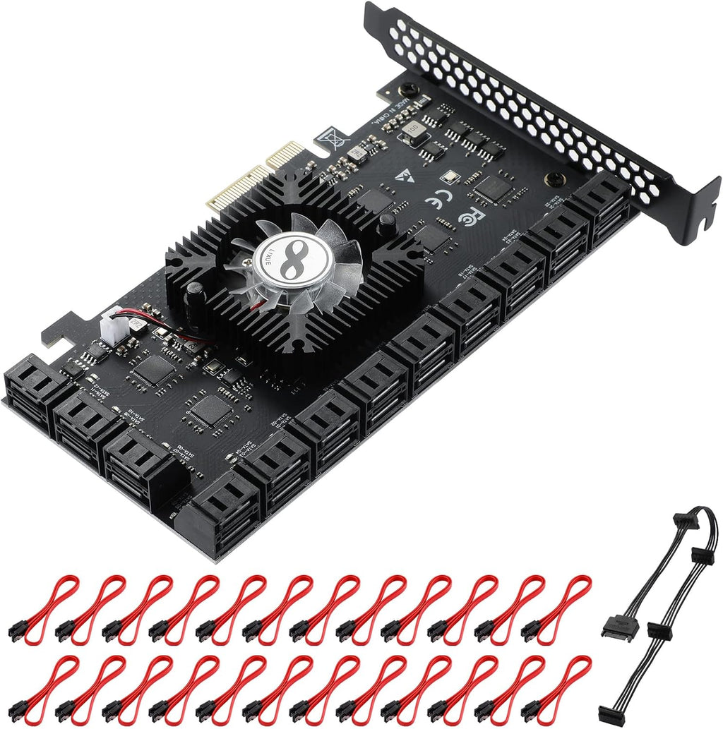 PCIe SATA Card 8 Port with 8 SATA Cables and Low Profile Bracket, Pack of 2 H752