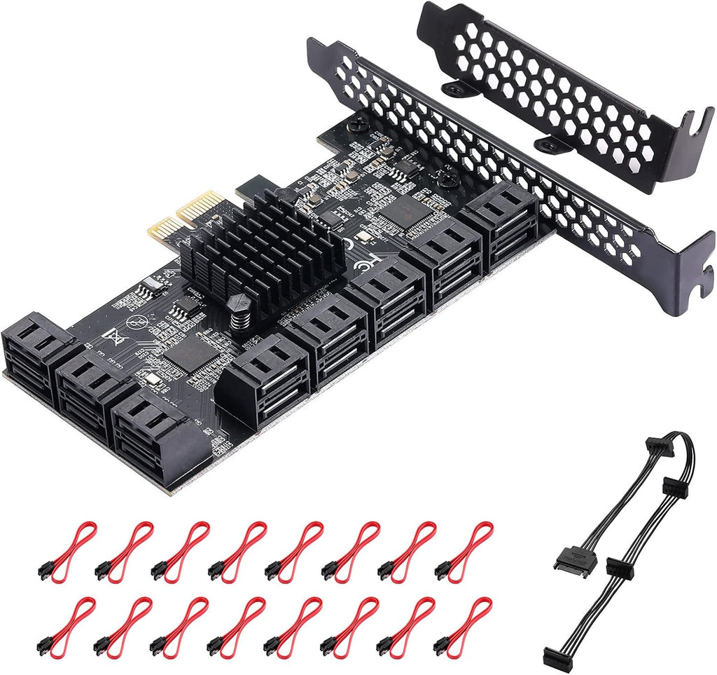 PCIe SATA Card 8 Port with 8 SATA Cables and Low Profile Bracket, Pack of 2 H752