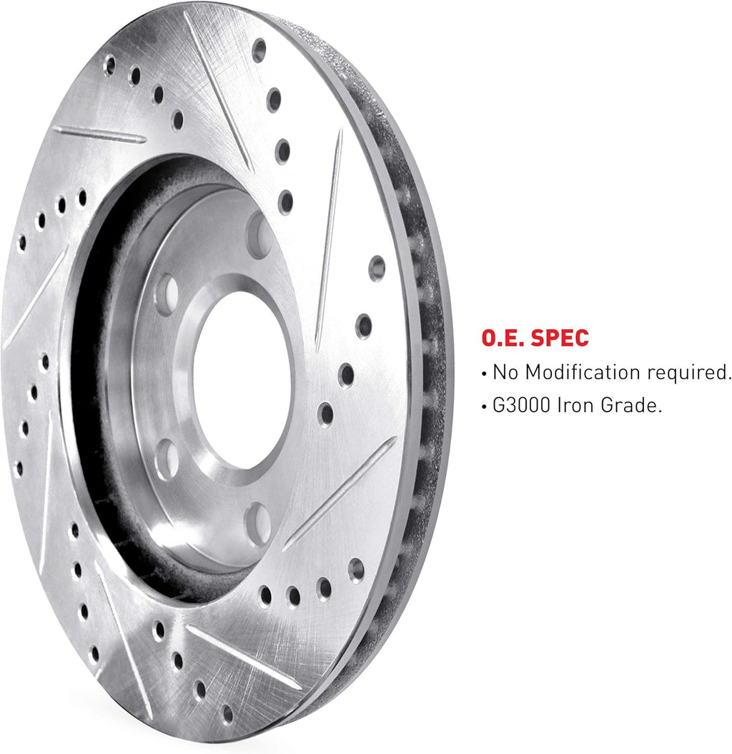 Drilled and Slotted Brake Rotors with Semi-Metallic Brake Pads Q56899
