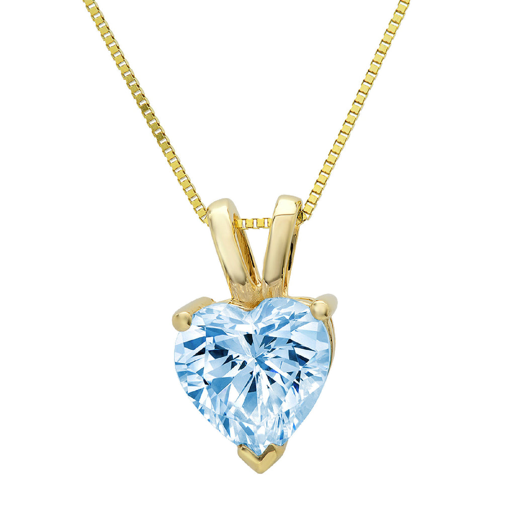 18k Yellow Gold Blue Simulated Diamond Pendant with Gold Chain P65881