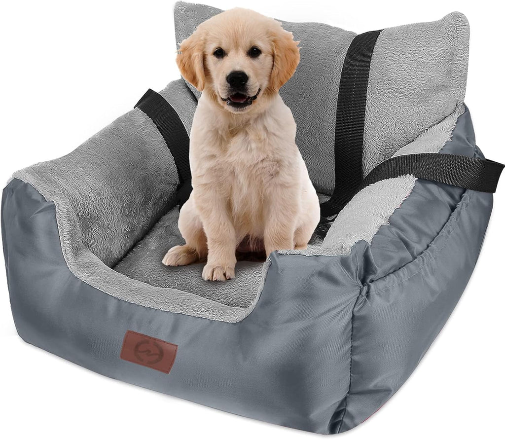 Black Washable Plush Dog Car Seat with Storage Pocket G211382