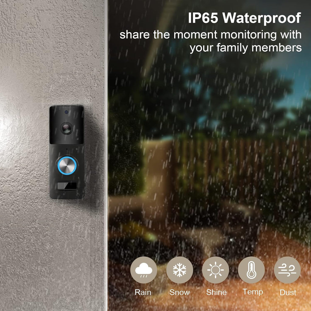 Wireless WiFi Video Doorbell Camera with Chime, 1080P HD, IP65 Waterproof, Pack of 2 R2823