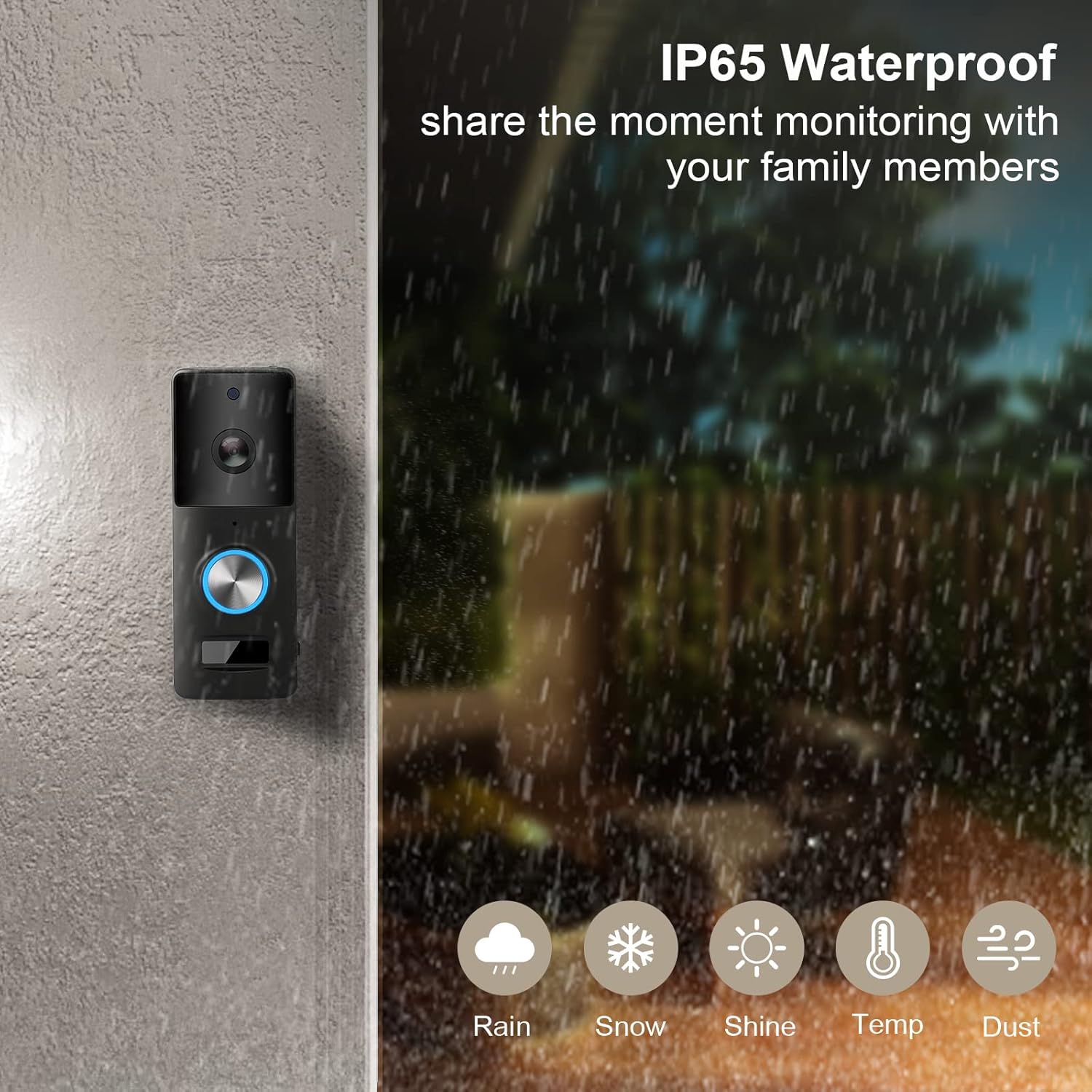 Wireless WiFi Video Doorbell Camera with Chime, 1080P HD, IP65 Waterproof, Pack of 2 R2823