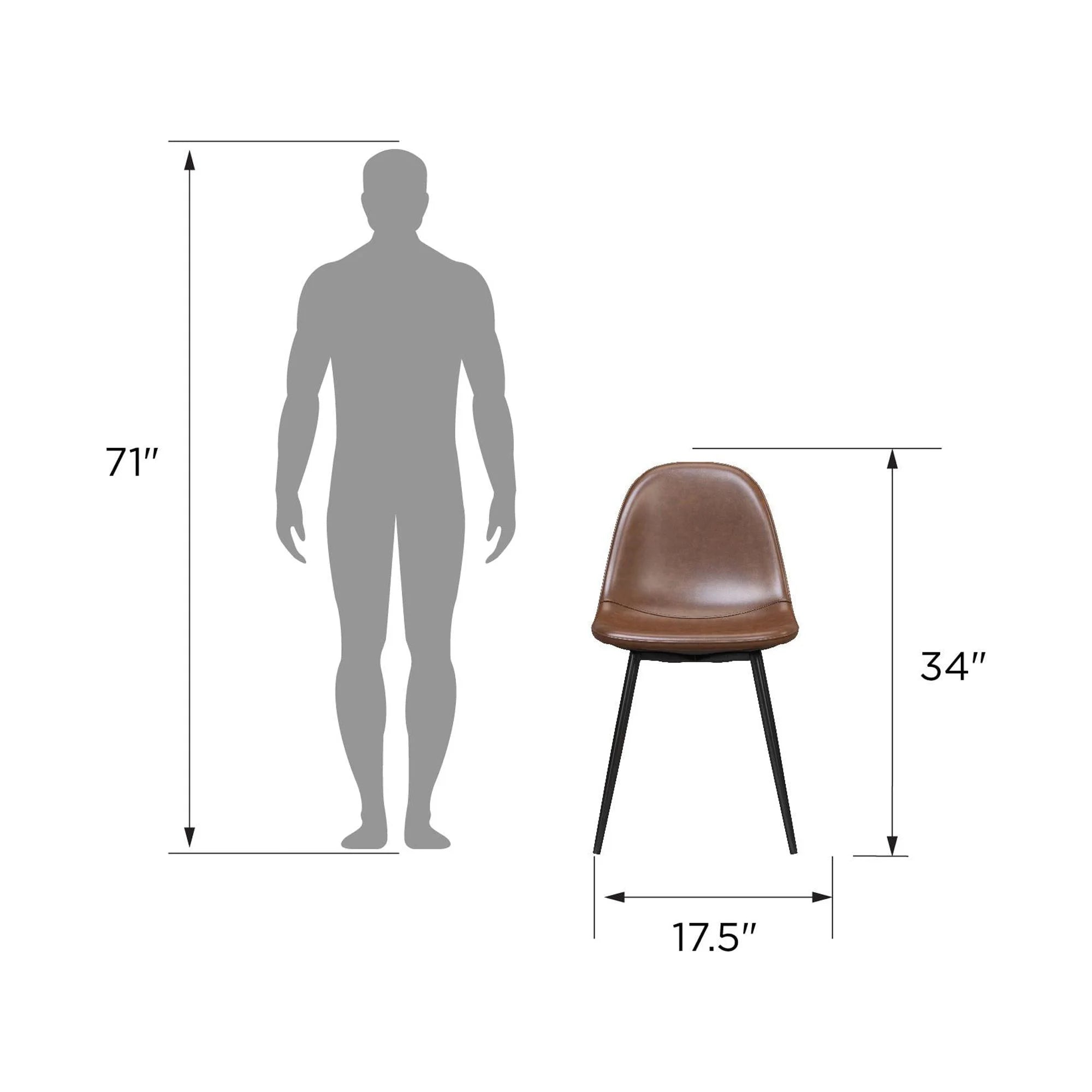 Camel Faux Leather Upholstered Dining Chair, Set of 4 R409810