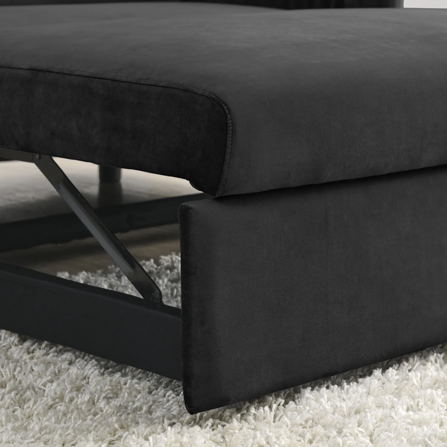 55" Convertible Velvet Sofa Bed with 2 Detachable Arm Pockets, 2 Pillows F694