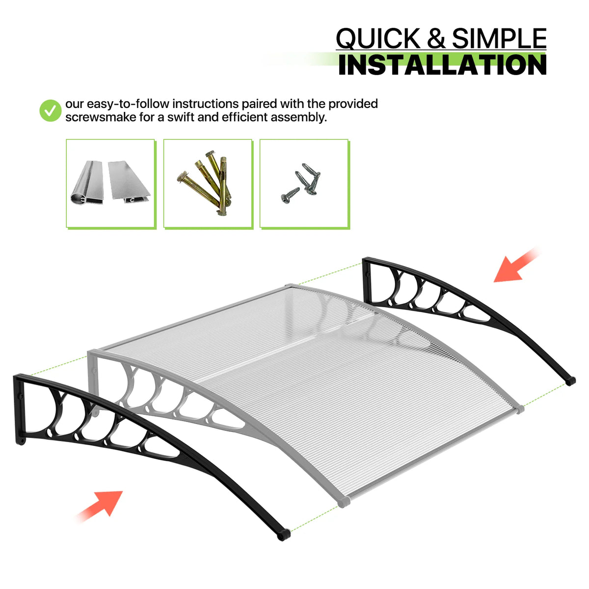 Black Polycarbonate Window Awning and Door Canopy Y242