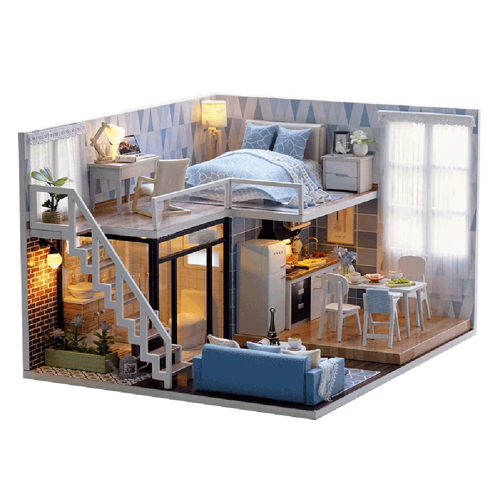 Christmas Wooden DIY Doll House Toy Kit with Music A51852