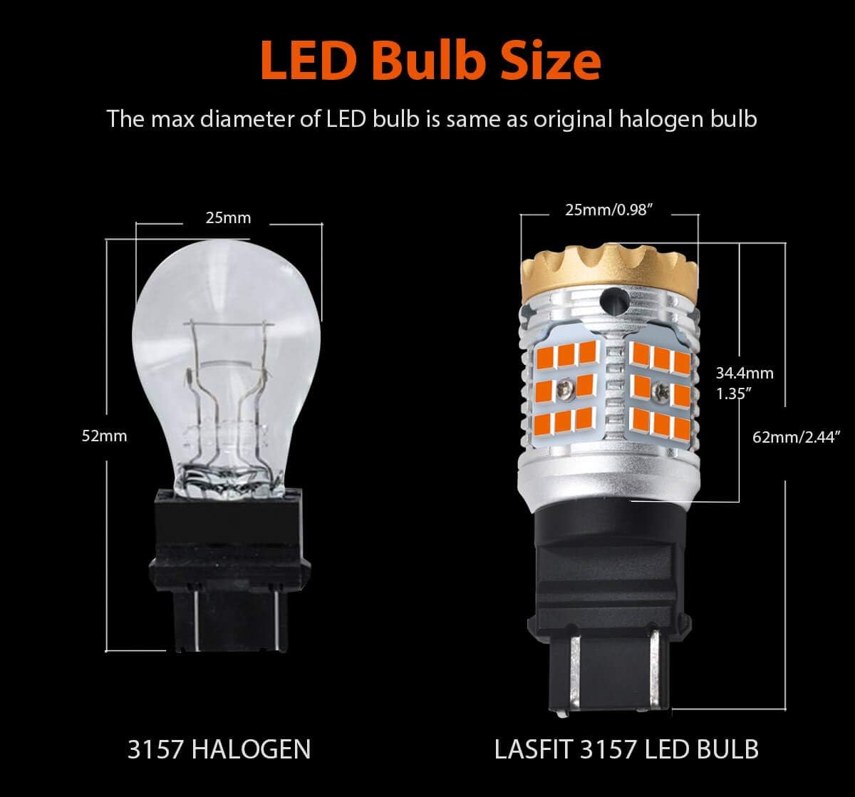 3157 LED Turn Signal Light Bulb Amber Yellow (Pack of 2) E233492
