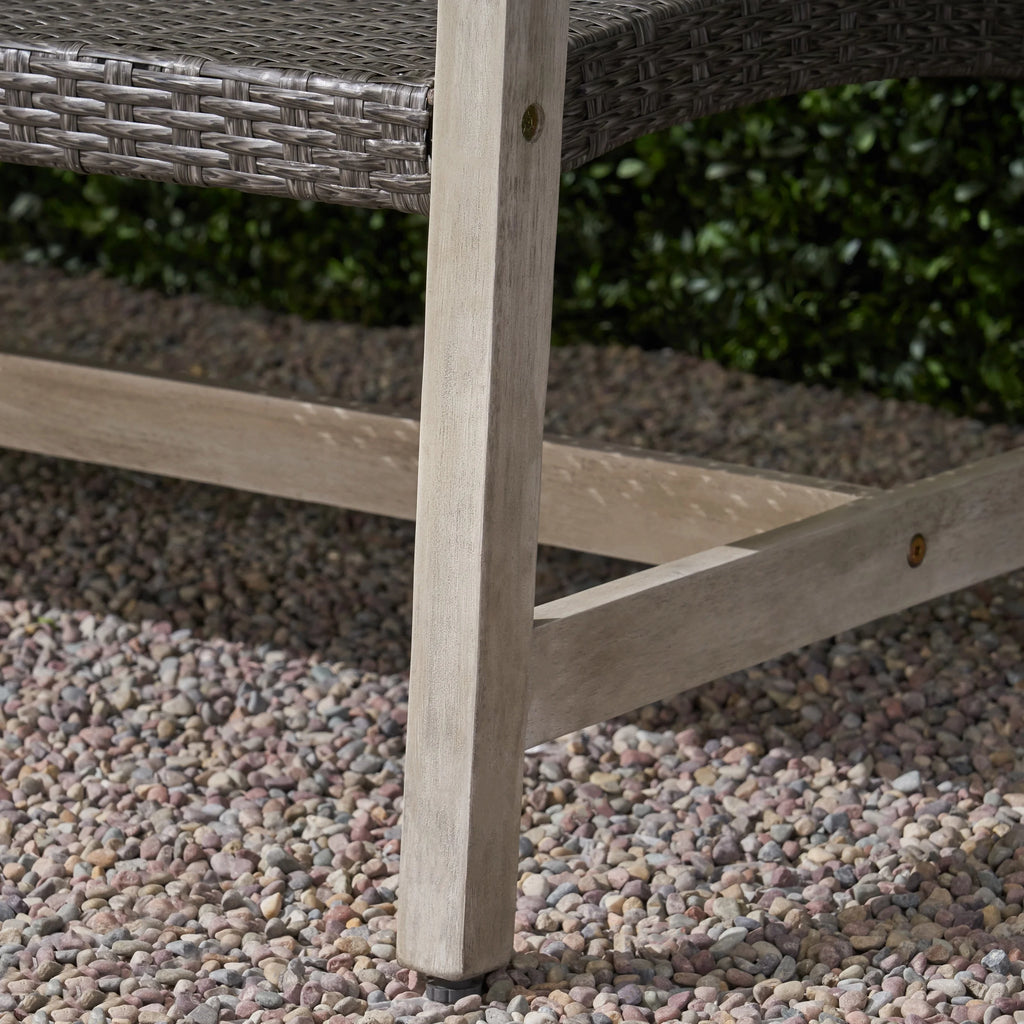 Light Gray Wood and Wicker Outdoor Sofa O686130