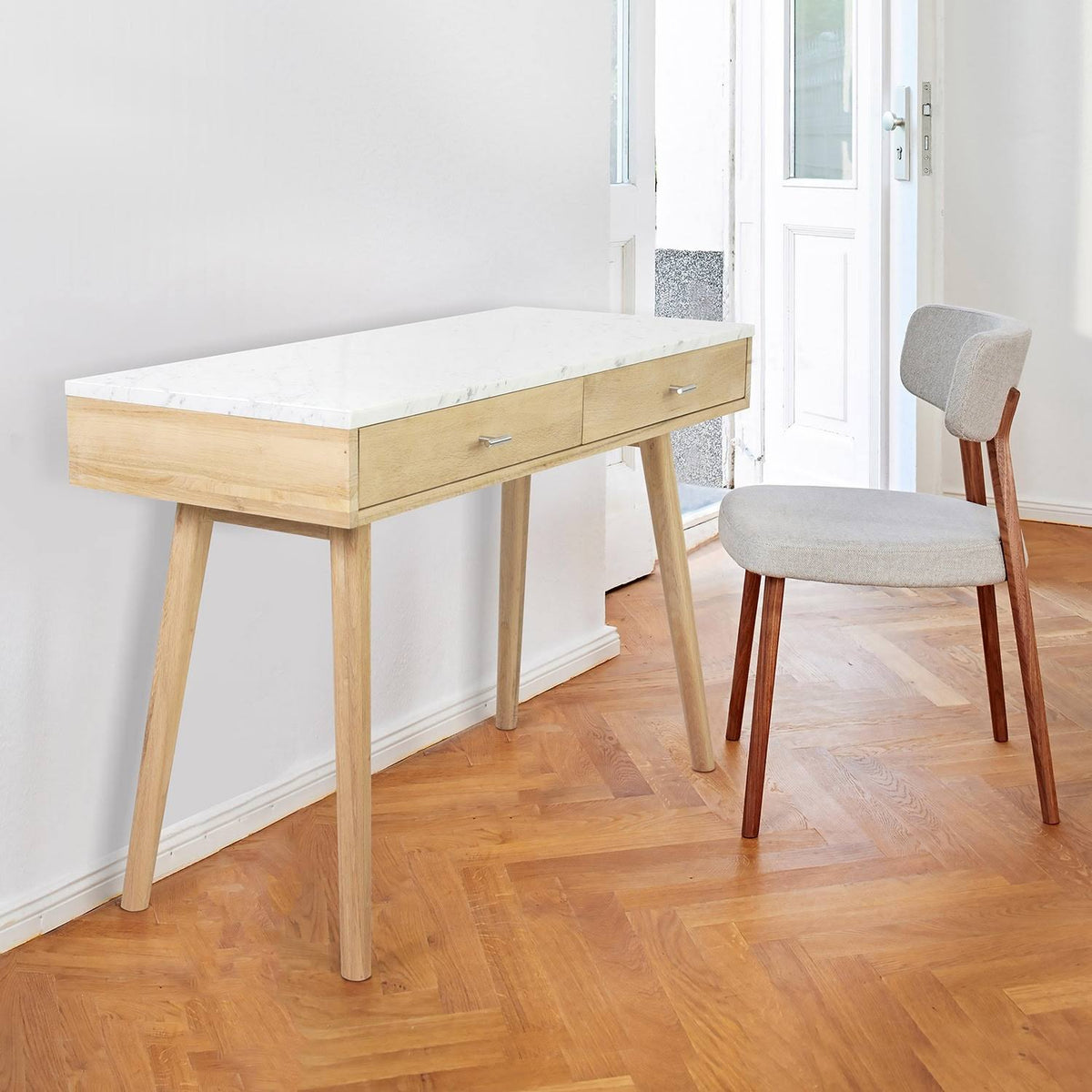 Black Marble White Writing Desk V277