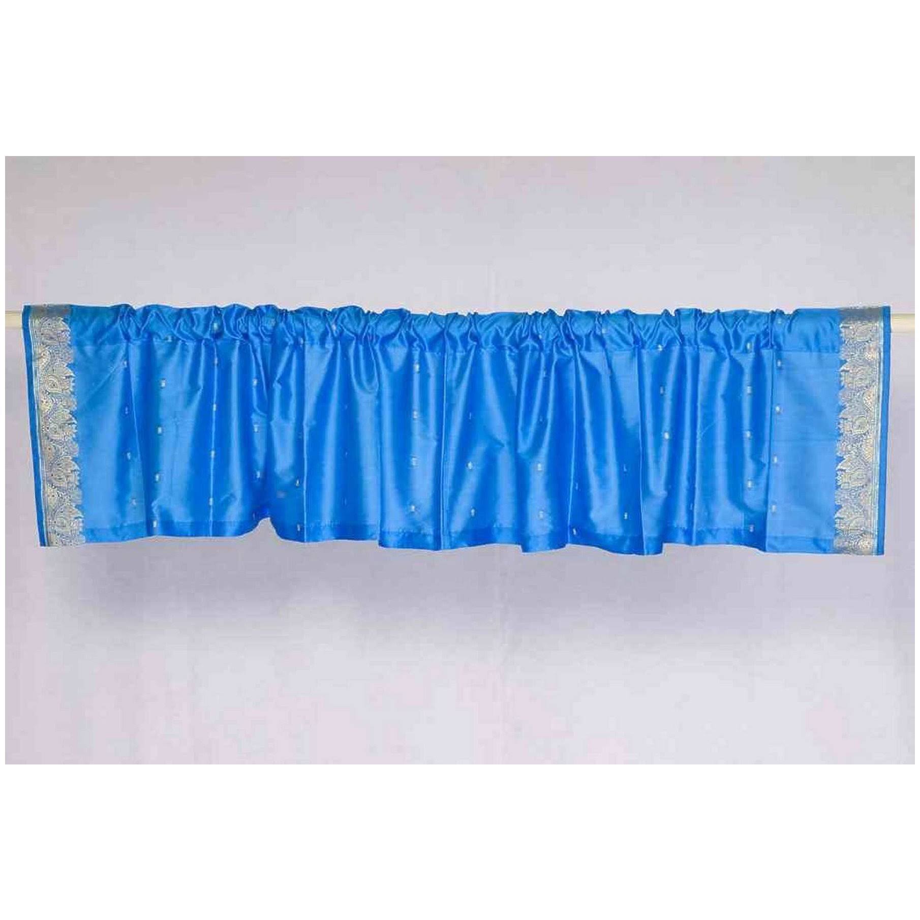 Blue Rod Pocket Sari Valance - Pair Z3998