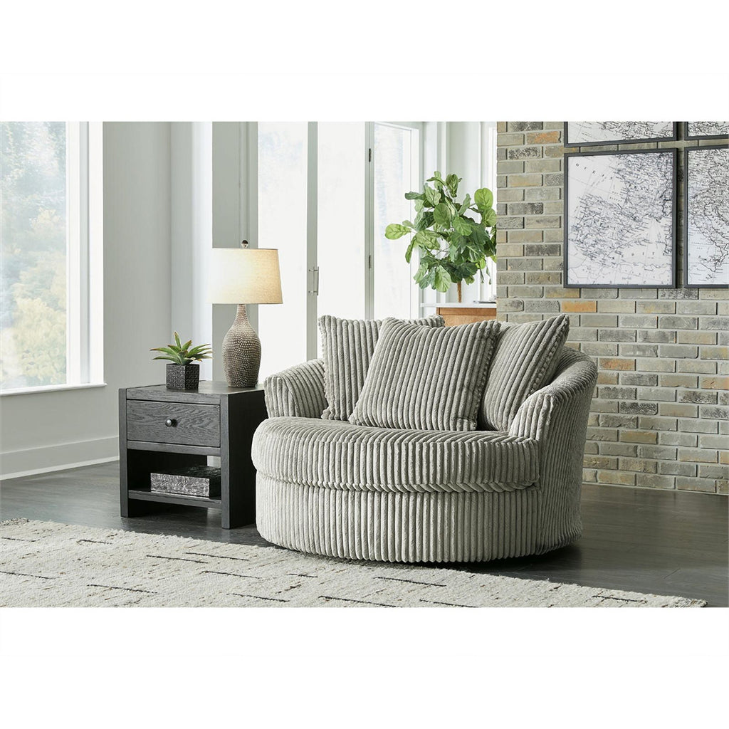 Oversized Swivel Fabric Accent Chair in Gray V48727