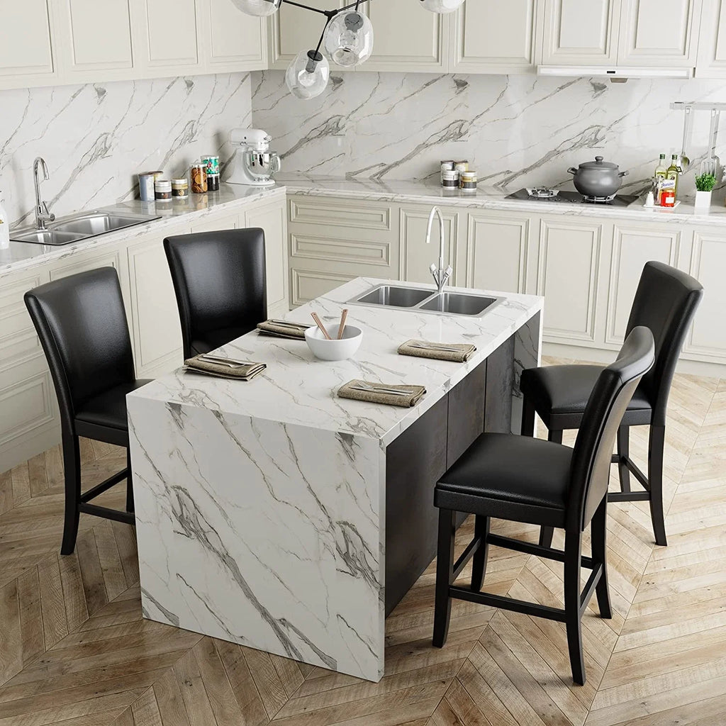 Black Faux Leather Bar Stools Set of 2 Z982292