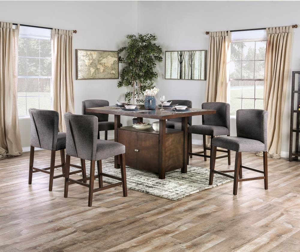Walnut and Gray Counter Height Chairs (Set of 2) Z37828