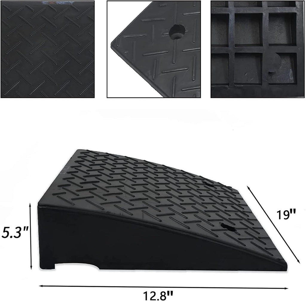 Rubber Curb Ramp 5.3" Rise 2 Pack Black Threshold Ramps with 4 Expansion Bolts N9368