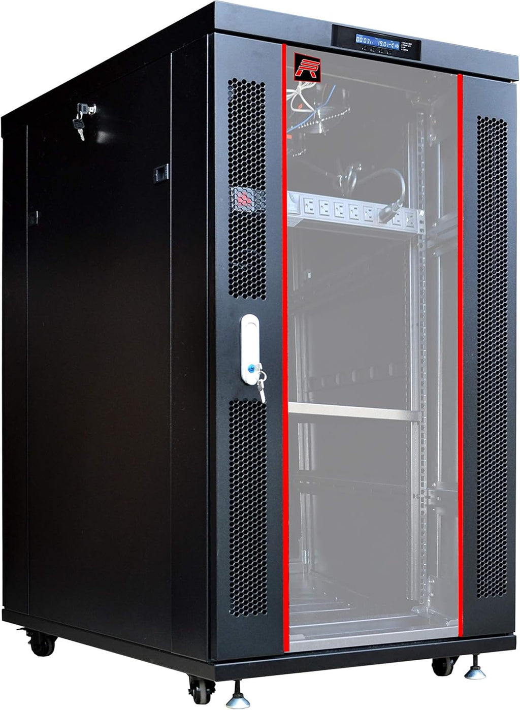 18U Server Rack Network Enclosure 39 inch Deep Data Cabinet on Wheels Q851900