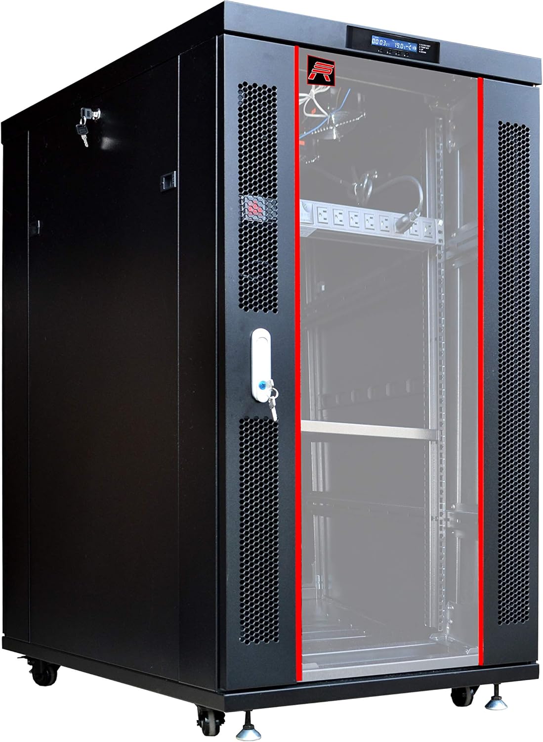 18U Server Rack Network Enclosure 39 inch Deep Data Cabinet on Wheels Q851900