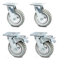 6 Inches Heavy Duty Rubber Swivel Casters Set of 4 (2 with Brakes & 2 Without) H864