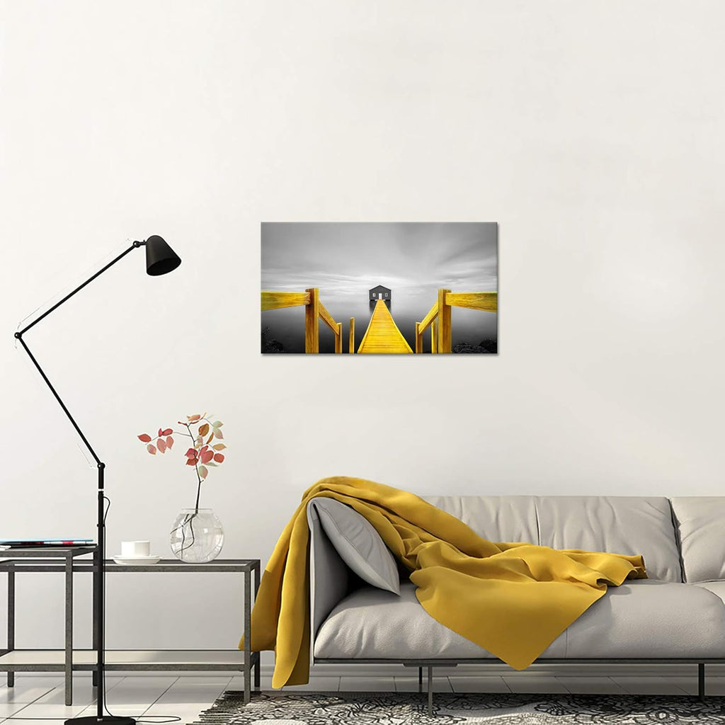Gold Grey Coastal Canvas Wall Art 20x36inch M262797