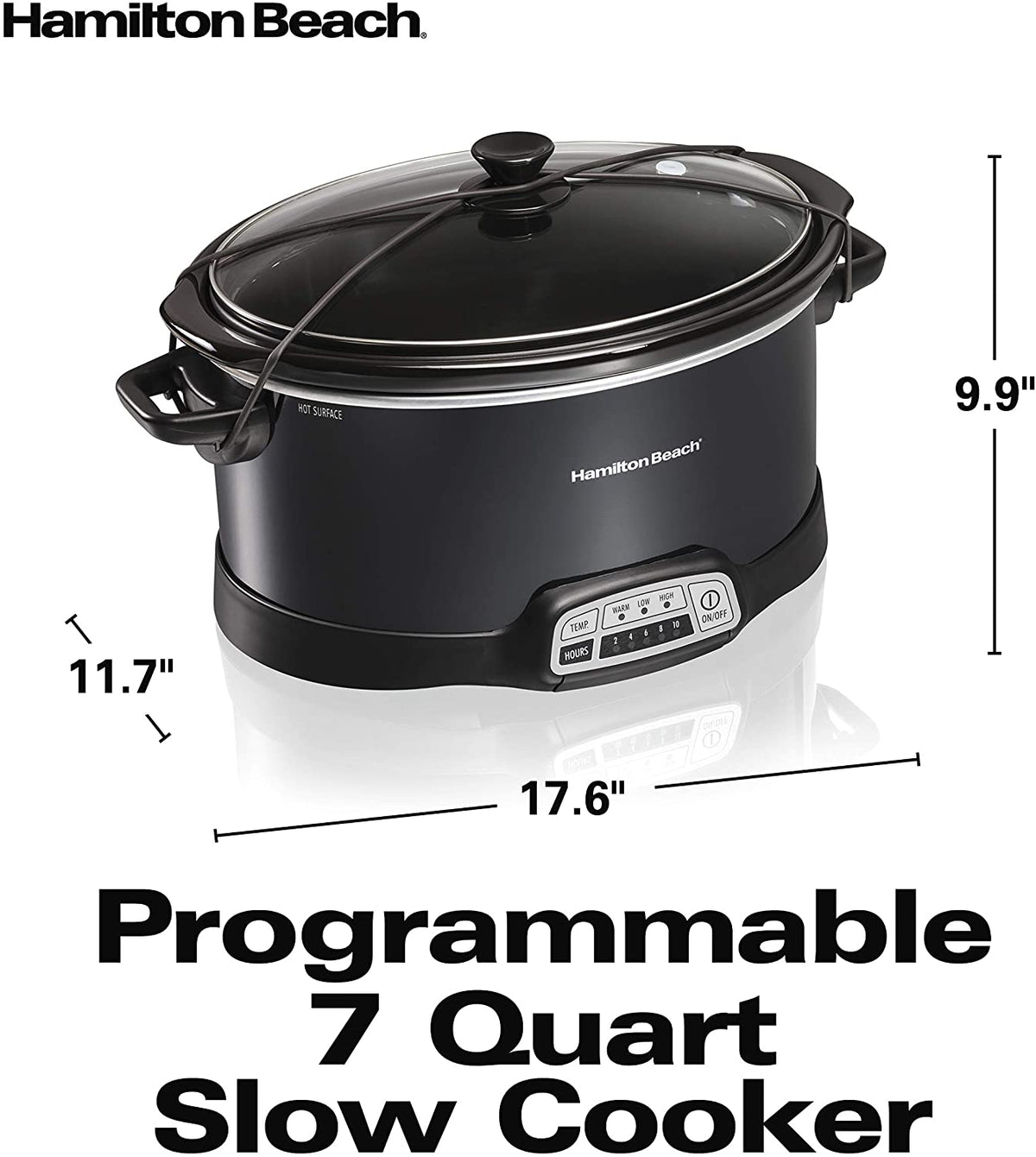 Portable 7-Quart Programmable Slow Cooker with Dishwasher-Safe Crock, Black M940462