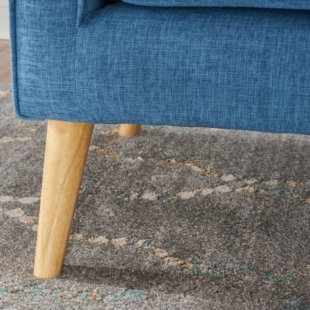 Blue and Brown Contemporary Rectangular Loveseat K921