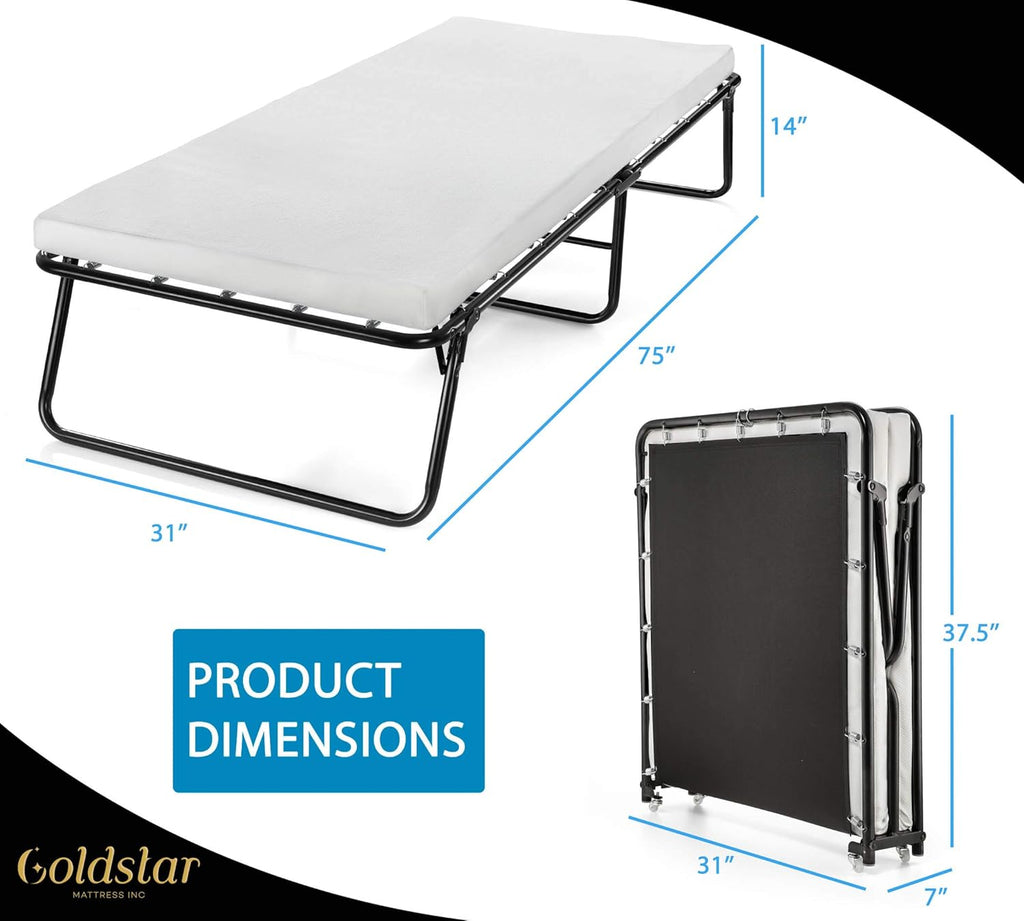 Rollaway Folding Guest Bed with 3-Inch Memory Foam Mattress A2964